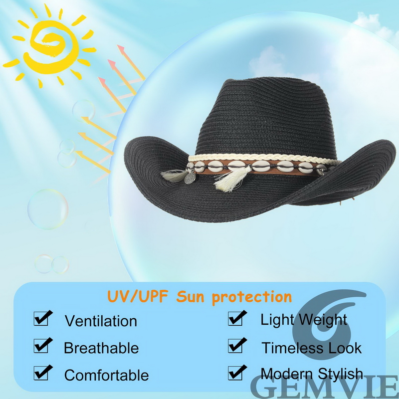 GEMVIE 4 Color Retro Outdoor S - Cowboy Hat Straw ulasan dan harga