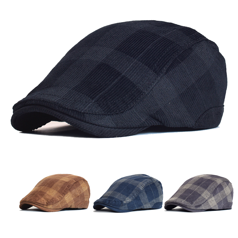 Winter Vintage Plaid Thick Ber - Dad Hat Cotton ulasan dan harga