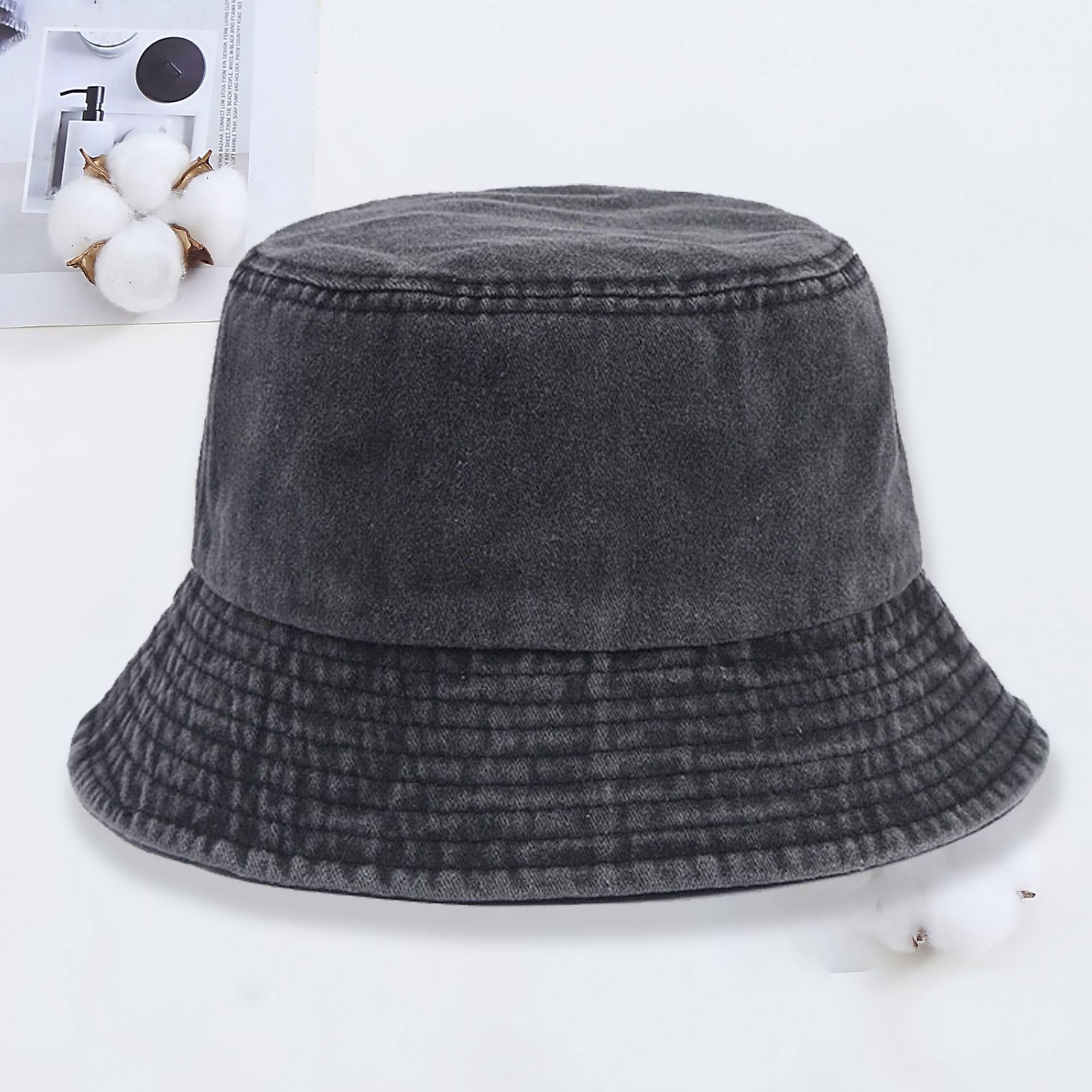 Custom Logo Denim Bucket Hat F - Bucket Hat Cotton ulasan dan harga